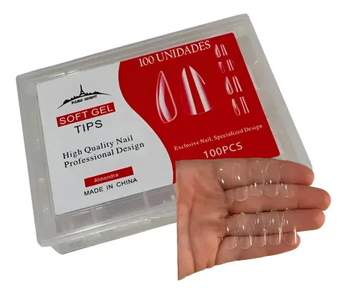 Tips Soft Gel Paris Night Almendra 06 x100 Transparente · 16645 · foto 01