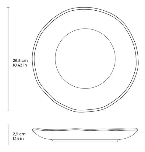 Platos Playos Cerámica Gres Negro Volcánico Pack 6 Porto