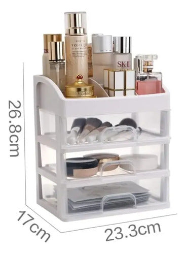 Organizador De Maquillaje Cosméticos Para Tocador 3 Cajones Blanco