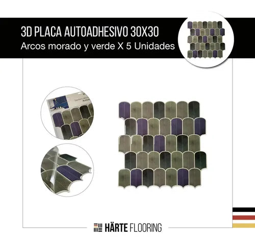 Panel Placa 3d Autoadhesivo 30x30 Vinilo Arcos Violeta