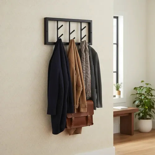 Perchero De Pared Industrial Movible X5 Ganchos