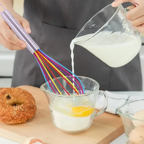 Batidor Manual Silicona 26cm Mango Acero Inox Reposteria Col