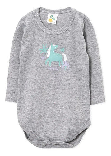 Body Jersey Manga Larga con Estampa de Unicornio Gris Melange Talle 0 · 17217 · foto 03