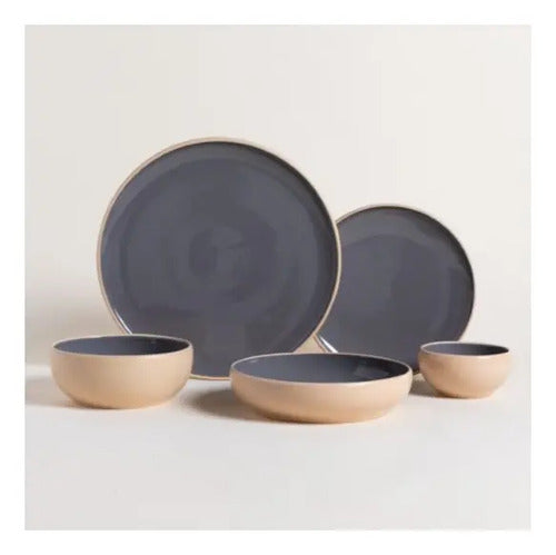 Plato Playo Korba Brillante Con Beige 27 Cm Color Gris Oscuro Liso
