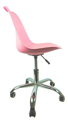 Silla De Escritorio Oficina Tulip Ruedas Giratoria Alpina Color Rosa Material Del Tapizado Cuero Sintético