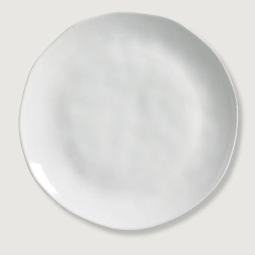 Platos Playos X6 De Cerámica Gres Blanco Rústico 26,5cm