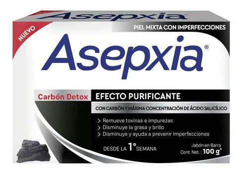 Jabón Asepxia De Carbón Detox Efecto Purificante 100 G