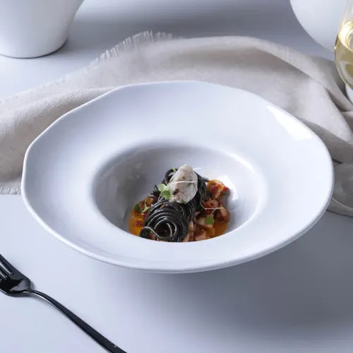 Platos Pasta Cerámica Gres Porto Brasil 28cm Blancos Lisa X6