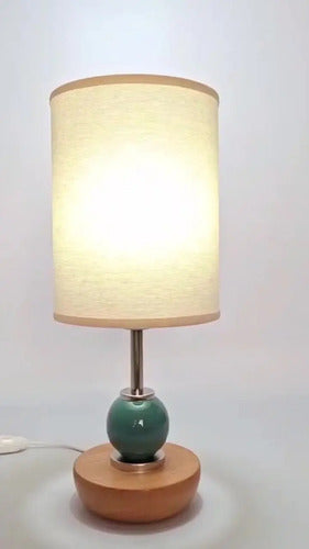 Veladores Sehizo Luz Mónaco Verde X2 Madera Caldén Lino
