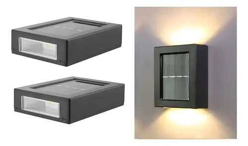 Aplique Led Solar 2p Frío Negro