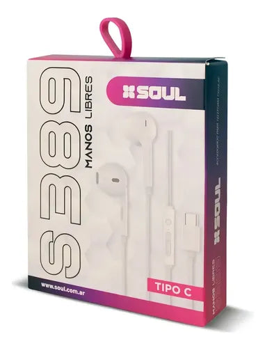 Auriculares Soul S389 Tipo C Manos Libres Micrófono Vol B Blanco