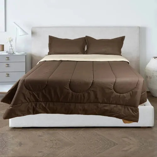 Acolchado Liso Reversible King Size Dto Marrón Oscuro