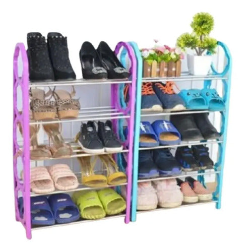 Zapatero Acero Inoxidable 5 Niveles Violeta Verde