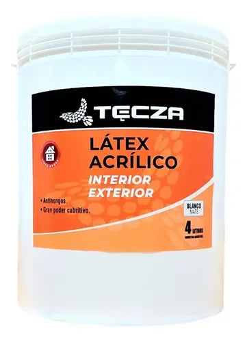 Pintura Látex Tecza Obra Interior O Exterior, 4 Litros Mate