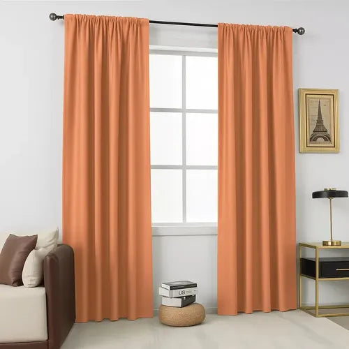 Juego Cortinas Listas P/colgar Microfibra 2 Paños 220x220 Cm Durazno
