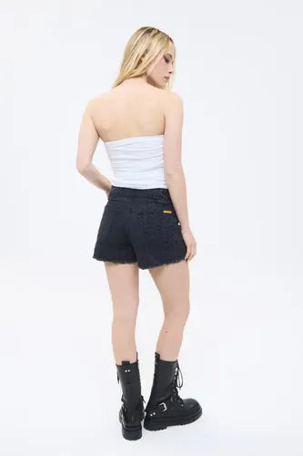Shorts Jean Cher Mix Pantera Black Mujer Algodón Negro