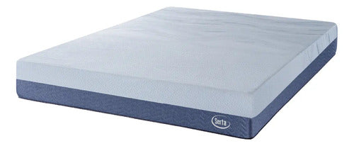 Colchón En Caja 2 Plazas 140x190 Espuma De Alta Densidad En Caja Serta Box Express Blanco Y Azul Blanco/azul