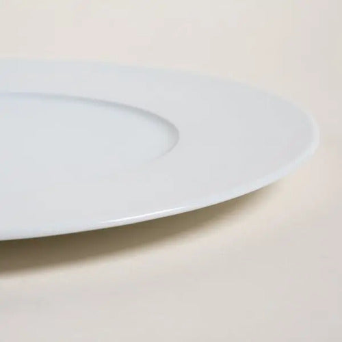 Plato Playo De Porcelana Mishka Douz, Redondo Y Blanco, De 29 Cm Liso