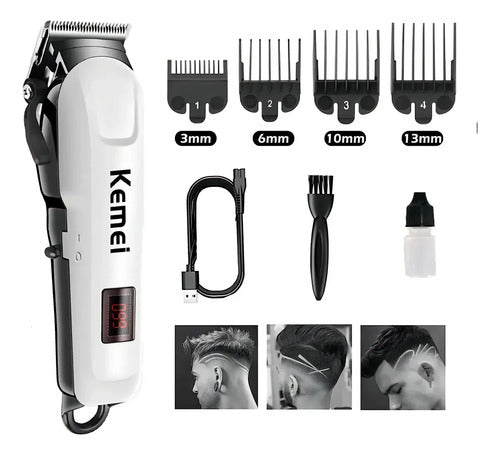 Recortadora de Barba y Pelo Kemei KM-809A Blanca y Negra · 17625 · foto 04