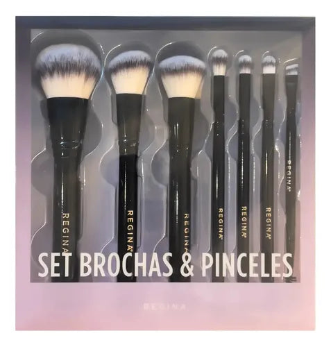 Set de 7 Brochas y Pinceles de Maquillaje Regina Negro con Estuche · 18206 · foto 05