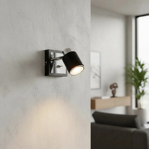Aplique Pared Candil Negro Con Interruptor Gu10 Led Interior