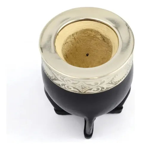Mate Imperial Uruguayo De Alpaca Rupestre Bombilla Negro