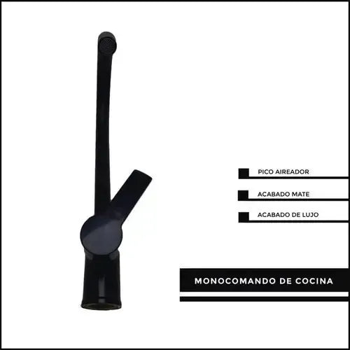 Griferia De Cocina Monocomando Canilla Negro Mate