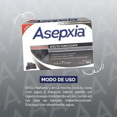 Jabón Asepxia De Carbón Detox Efecto Purificante 100 G