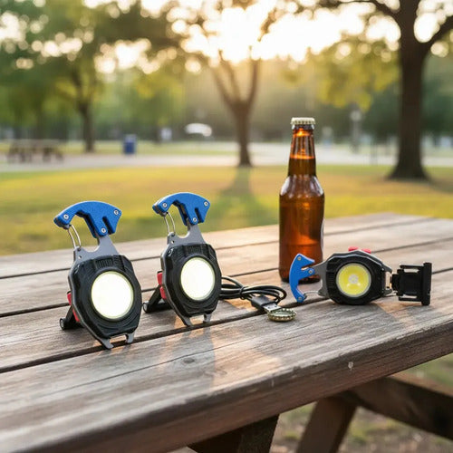 Linterna LED COB Recargable USB con Imán y Gancho Azul · 16726 · foto 10