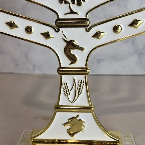 Menora De 7 Brazos Esmaltada Ateret Judaica Blanco 27 Cm Blanco