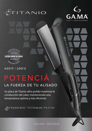 Planchita Pelo Gama X Wide Titanio Profesional Placas Anchas Color Negro · 17228 · foto 04