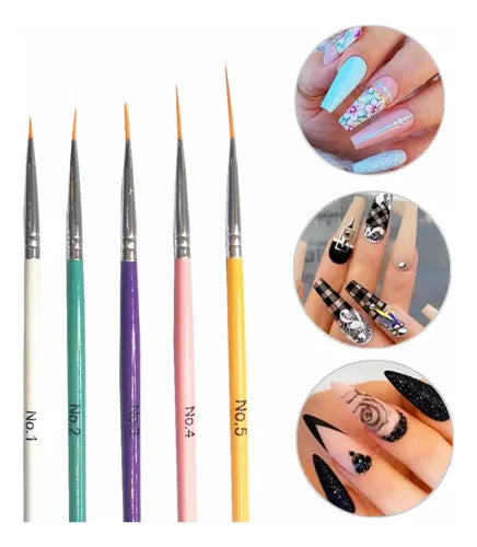Set de Pinceles Liner para Nail Art 5 Unidades · 18098 · foto 01