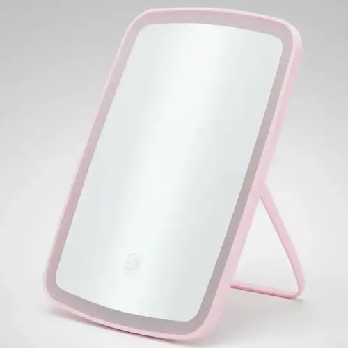 Espejo Rectangular de Maquillaje con Luz LED Táctil Recargable USB Rosa · 17128 · foto 01