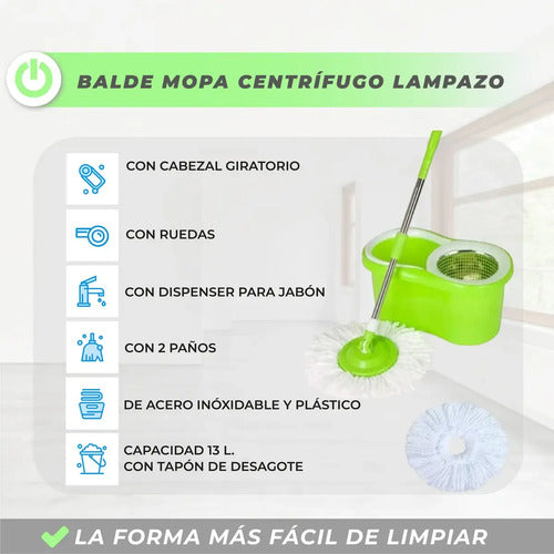 Balde Mopa Centrífugo Samago Sama807 Verde