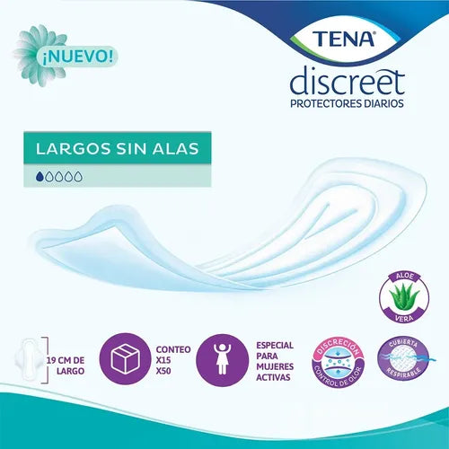 Tena Discreet Protector Diario Largo Sin Alas X15 U