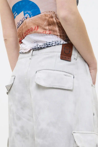 Jean Cargo Con Bolsillos Anchos Mujer Cher Mix Tiro Bajo