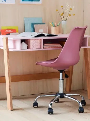 Silla De Escritorio Oficina Tulip Ruedas Giratoria Alpina Color Rosa Material Del Tapizado Cuero Sintético
