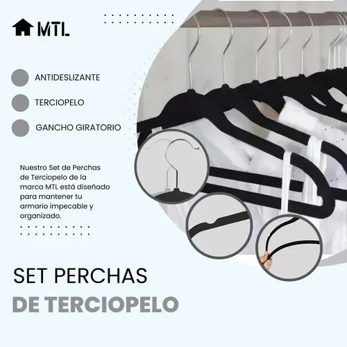 Set de Perchas de Terciopelo MTL X50 Negro · 4790 · foto 05