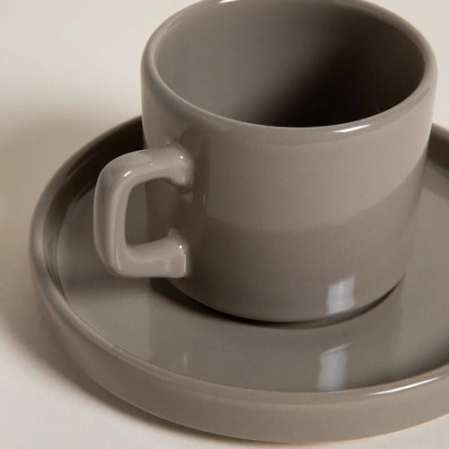 Taza Y Plato Net Visón Liso Clasico 185 Ml Set X 4 Unidades Vison Liso