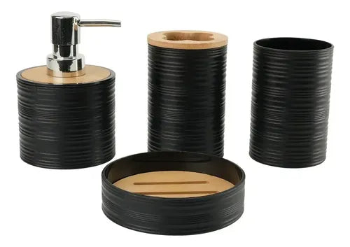 Set Baño Accesorios Juego 6 Piezas Bambu 5003 Negro · 19239 · foto 04