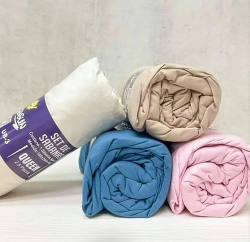 Sábanas Ajustables 3p Queen 1600 Hil Liso