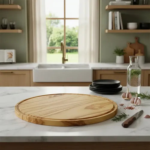 Tabla Pizza Trendy Redonda Madera Marrón 1u Claro