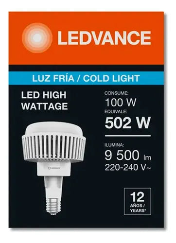 Lámpara Led 100w Alta Potencia E40 Ledvance Blanco Luz Fría