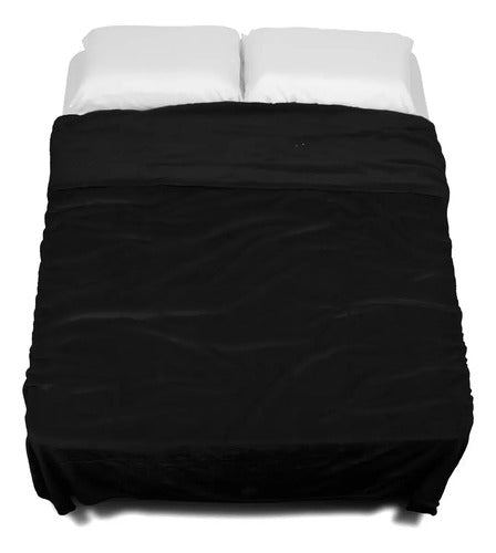 Frazada Flannel 2 Plazas Y Media Extrasuave Gruesa Liso 1.2 Kg Negro