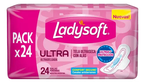 Toallas Femeninas Ladysoft Ultradelgada Tela Seca 24 Un