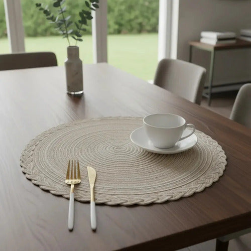 Pack X 6 Individuales De Mesa Redondos Rusticos 38cm Deco