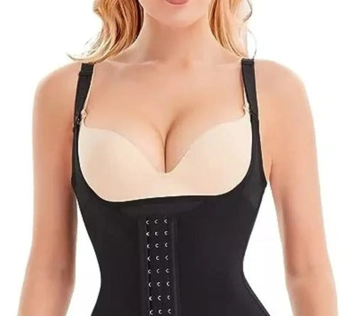 Body Reductor Doble Faja Busto Colombia Marron Claro M/l