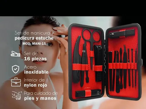 Set Manicura Pedicura Estuche 16 Piezas Corta Uñas Tijera