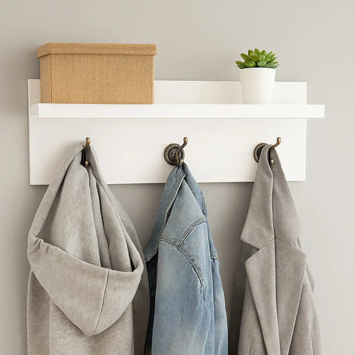 Perchero Repisa Estante Organizador Ropa De Pared Recibidor