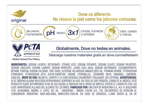 Jabón En Barra Dove Original Individual 90 Grs